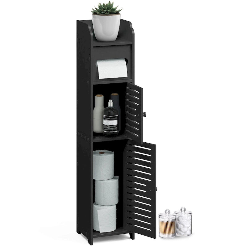 Bathroom Storage Organizer - Floor Standing Tall Cabinet for Toilet Paper, Towel & Other Bathroom Storage Accessories