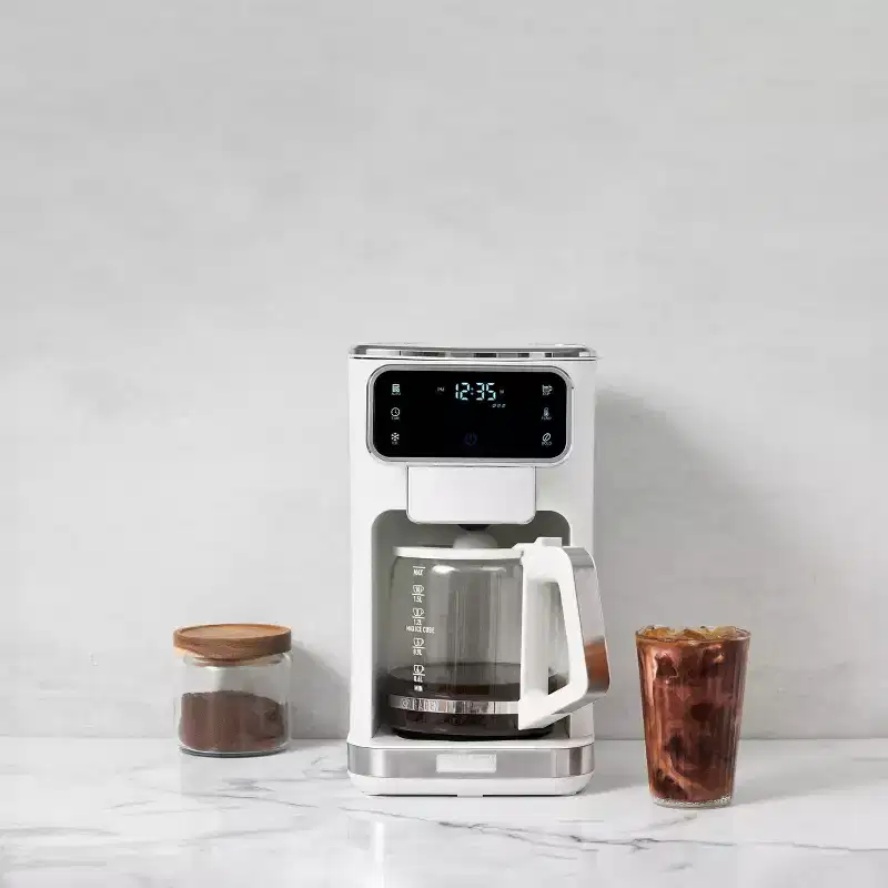 HADEN 12c Hot & Iced Digital Drip Coffee Maker Ivory and Chrome: 60oz Capacity, Permanent Filter, Electric