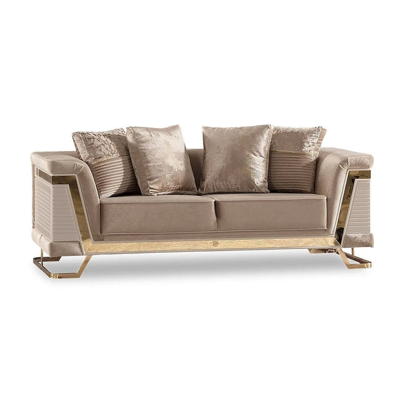 Modern Upholstered Velvet Loveseat Sofa - 2-Seater Couch with Tufted Back for Living Room