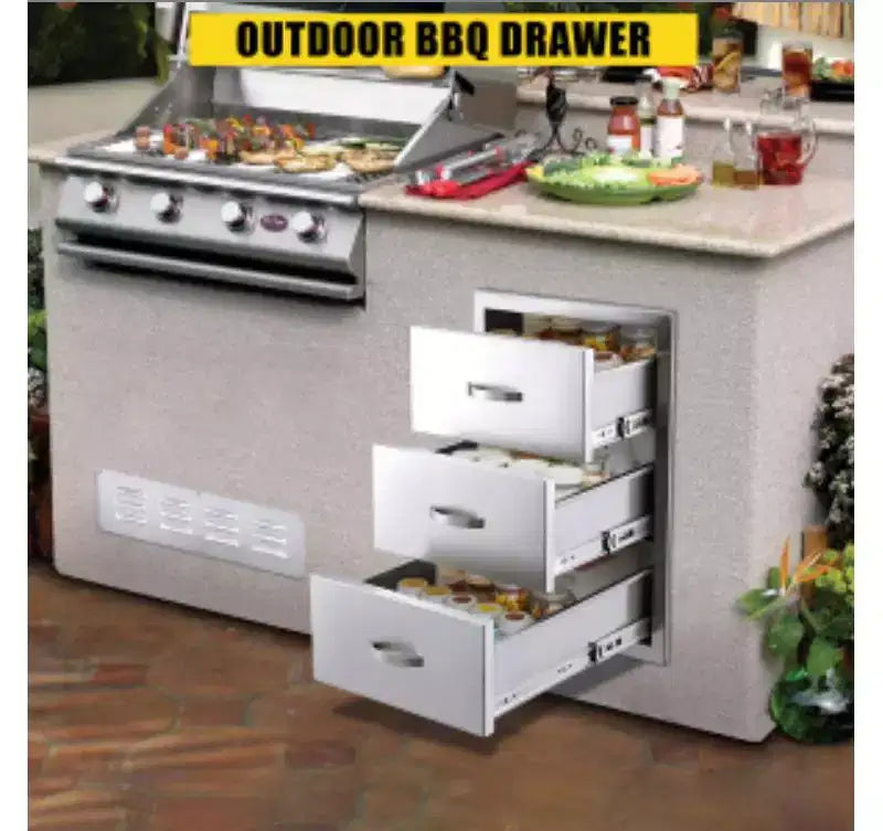 Stainless Steel 3-Drawer Cabinet with Ventilation Panels