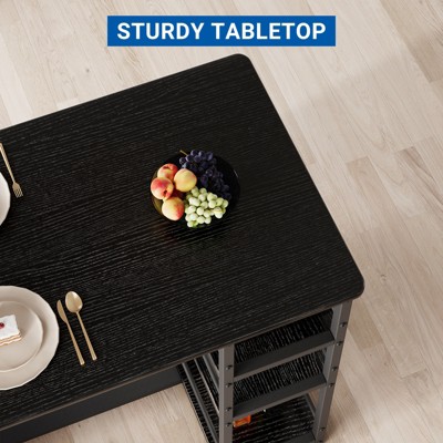 Counter Height Kitchen Table with 2 Upholstered Bar Stools, Wood Dining Table Chairs Set for 2 with Storage Shelves, for Small Space, Apartment