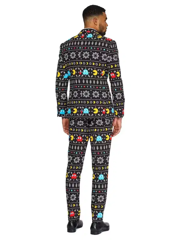 OppoSuits Men's Christmas Suit - Winter PAC-MAN - Black