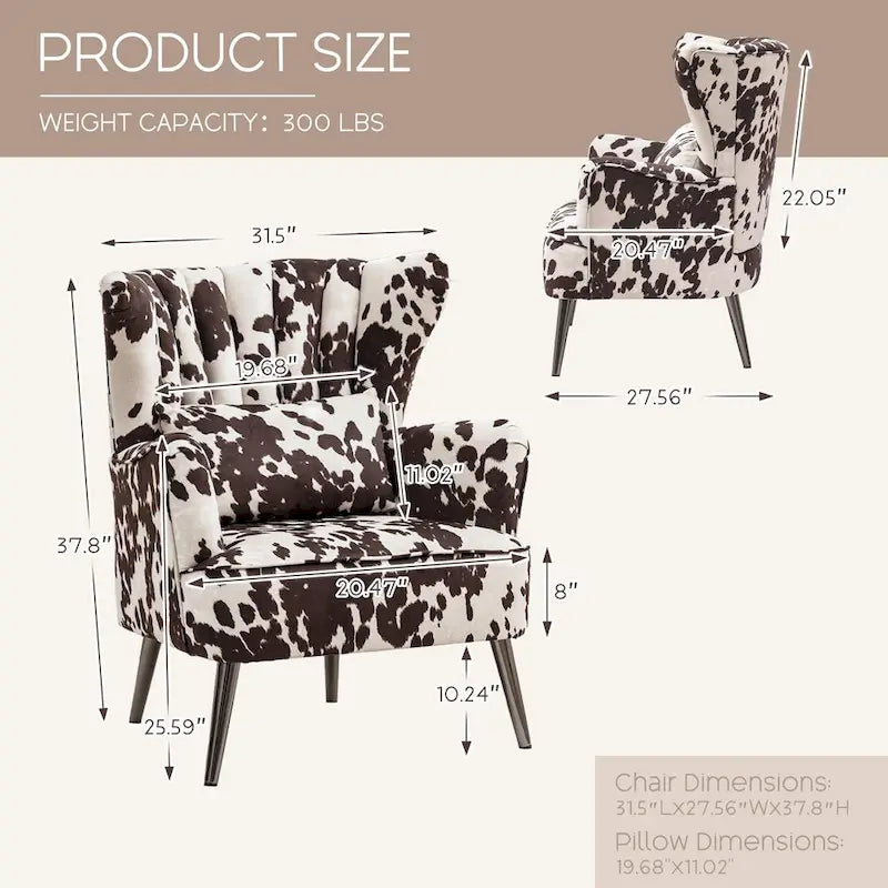 Modern Wingback Arm Chair Upholstered Accent Chair