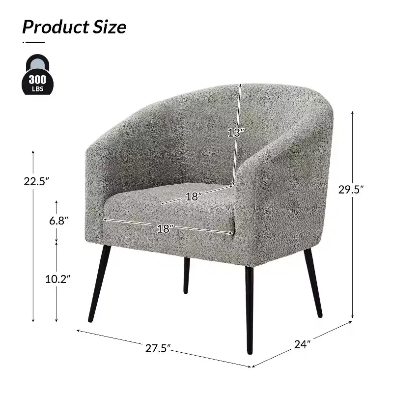 Guy Modern Boucle Armchair Set of 2 with metal leg ART OF LIVING DESIGNS