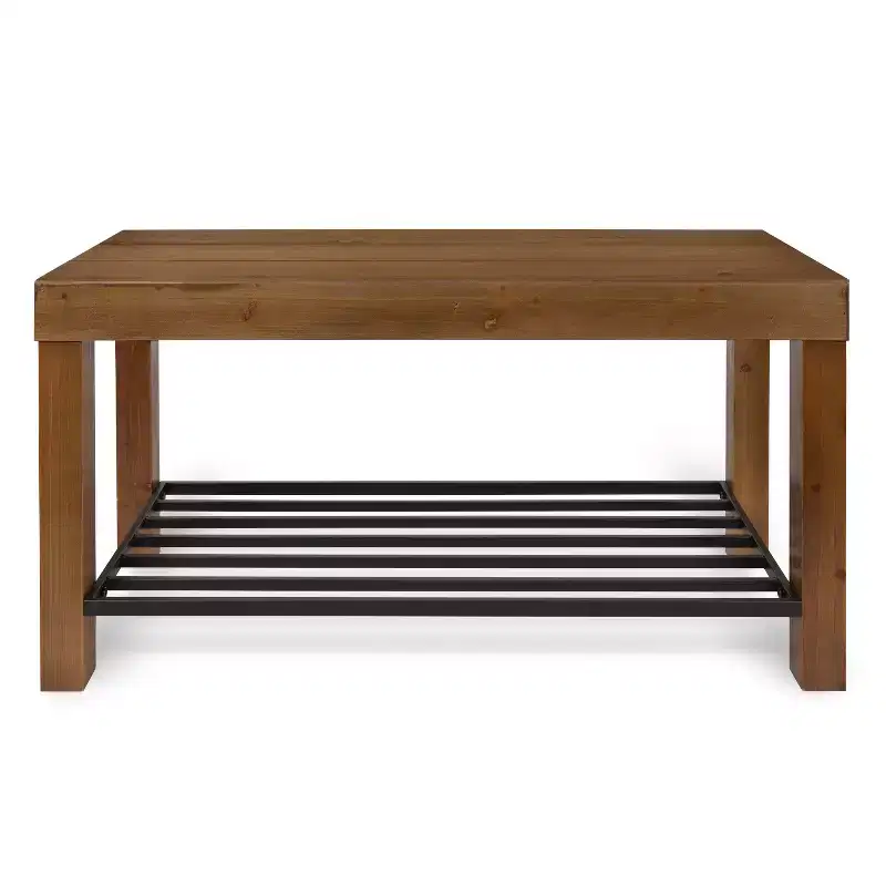 Kate and Laurel Jeran Rectangle Wood Bench, 36x14x20, Brown