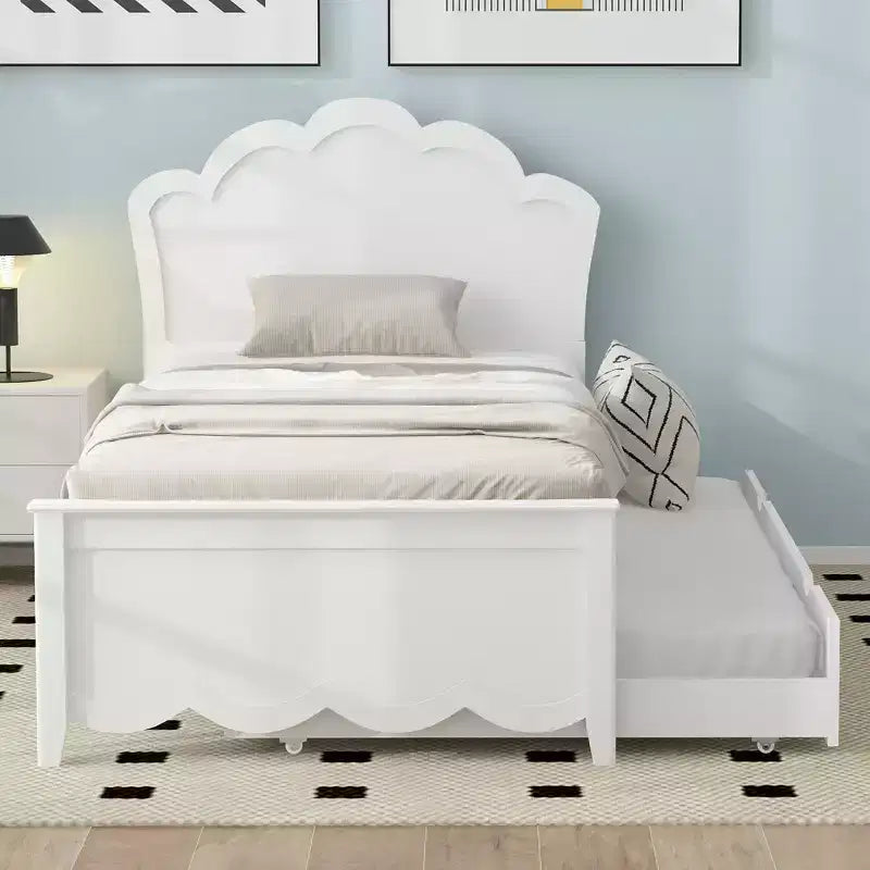 GDF Studio Abbott Wood Platform Bed with Headboard and Twin Size Trundle