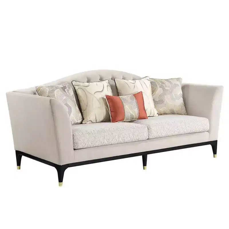 71 Tayden Sofas Beige Velvet: Acme Furniture, Crystal Tufting, Gold Accents
