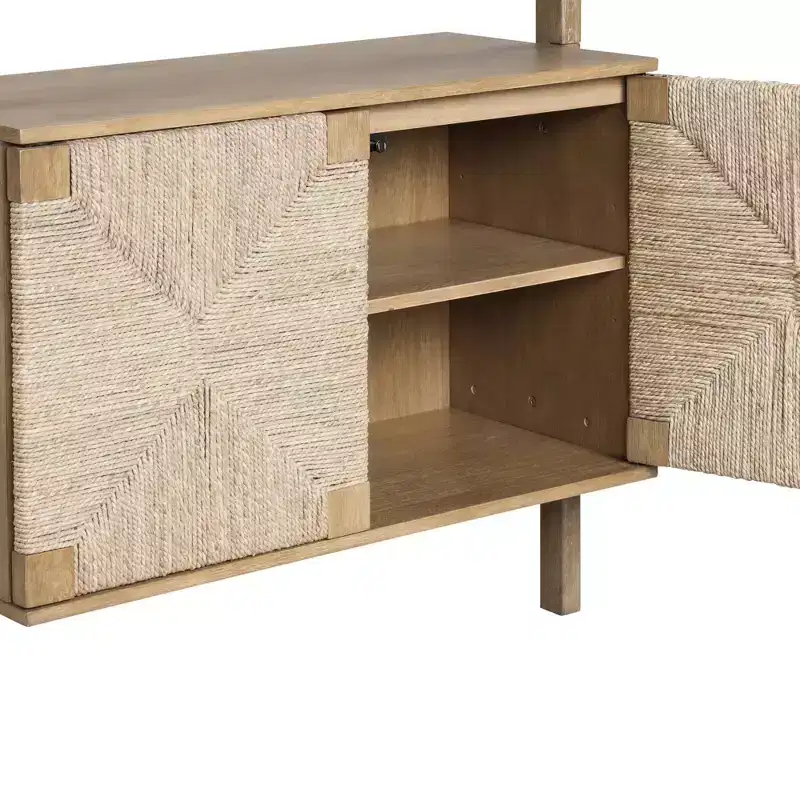 72" Nathan James Set of 2 Beacon Seagrass Bookshelf Light Brown