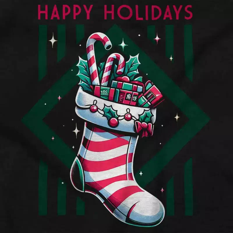 Christmas Happy Holidays Stocking Sweatshirt for Men or Women Brisco Brands