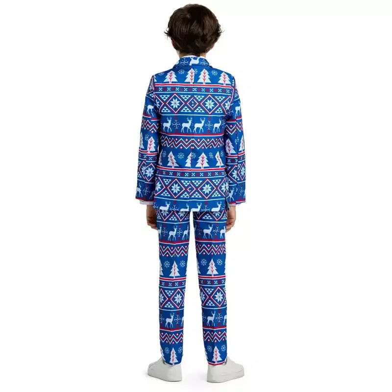 Suitmeister Boys Christmas Suit - Christmas Blue Nordic - Blue