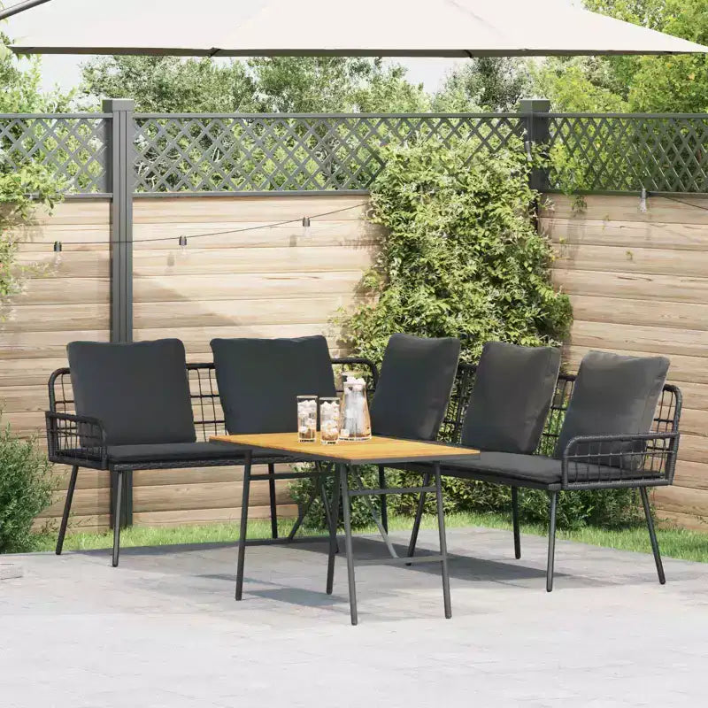 vidaXL Garden Sofa Set 2 pcs Black poly rattan