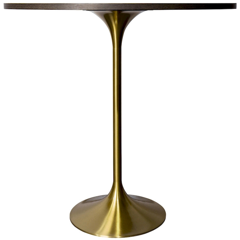 36 Round Dining Table with MDF Wood Tabletop and Brushed Gold Pedestal Base