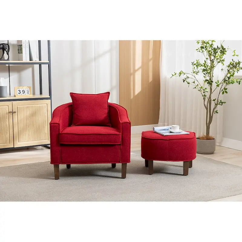 Mid-Century Modern Club Accent Chair with Tufted Back and Round Arms
