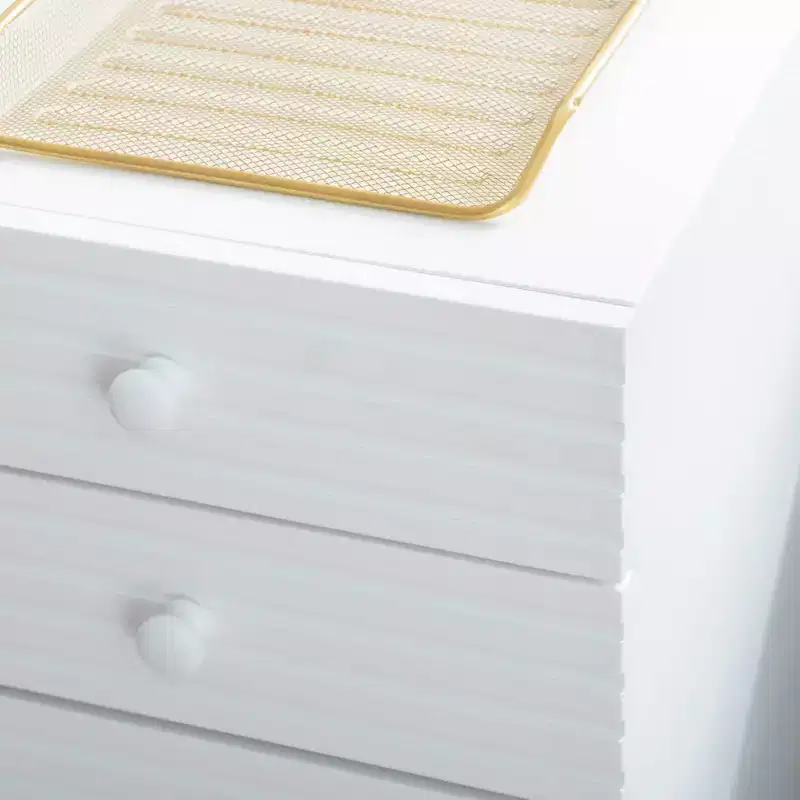 Wedeln 3 Drawer Rolling File Cabinet White Finish Wood - Powell: Mid-Century Modern, Veneer, Metal Hardware