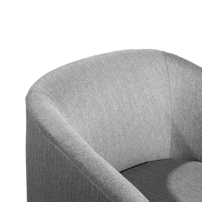Emma and Oliver Upholstered Club Style Barrel Accent Chair with 360 Degree Swivel Vinyl Wrapped Base and Sloped Armrests