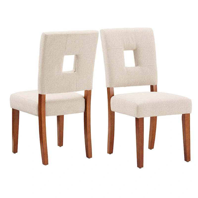 Upholstered Fabric Keyhole Dining Chair