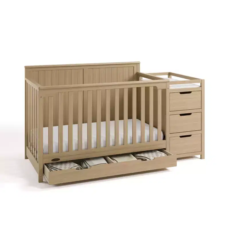 5-in-1 Convertible Crib and Changer with Drawer