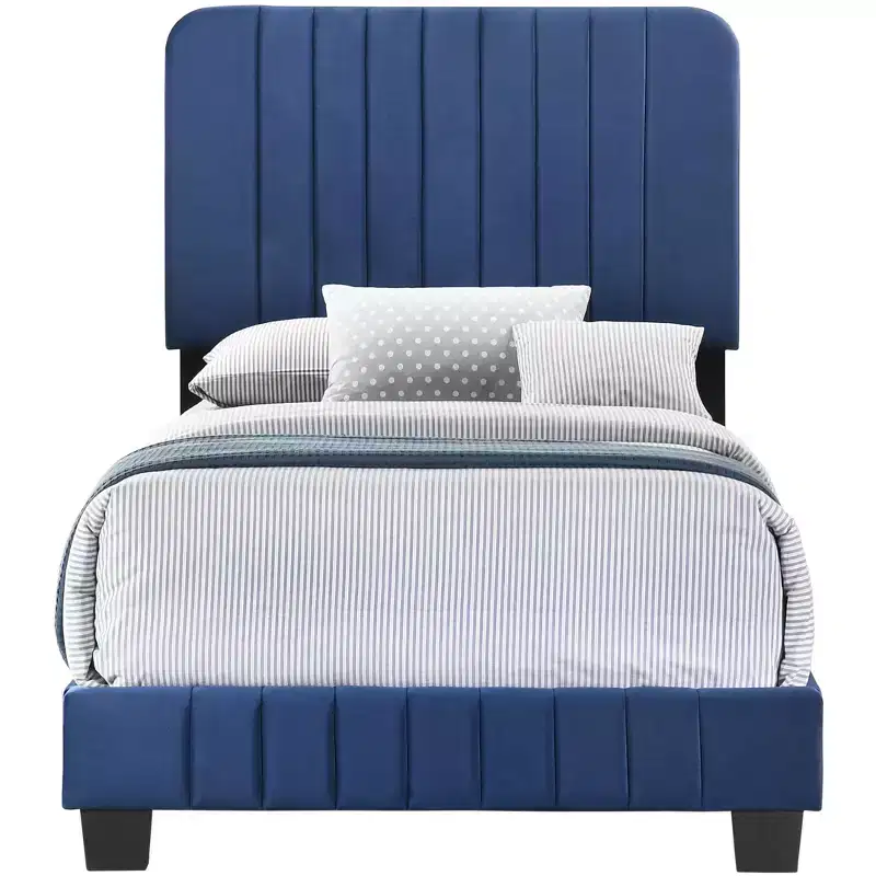 Passion Furniture Lodi Velvet UpholsteChannel Tufted Twin Panel Bed
