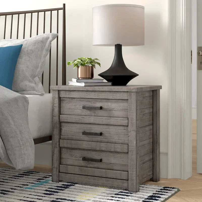 3-Drawer Solid Pine Nightstand