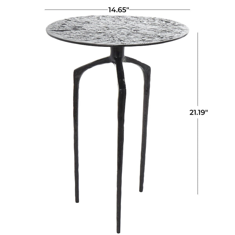 Aluminum Metal Geometric Slim Textured Side End Accent Table