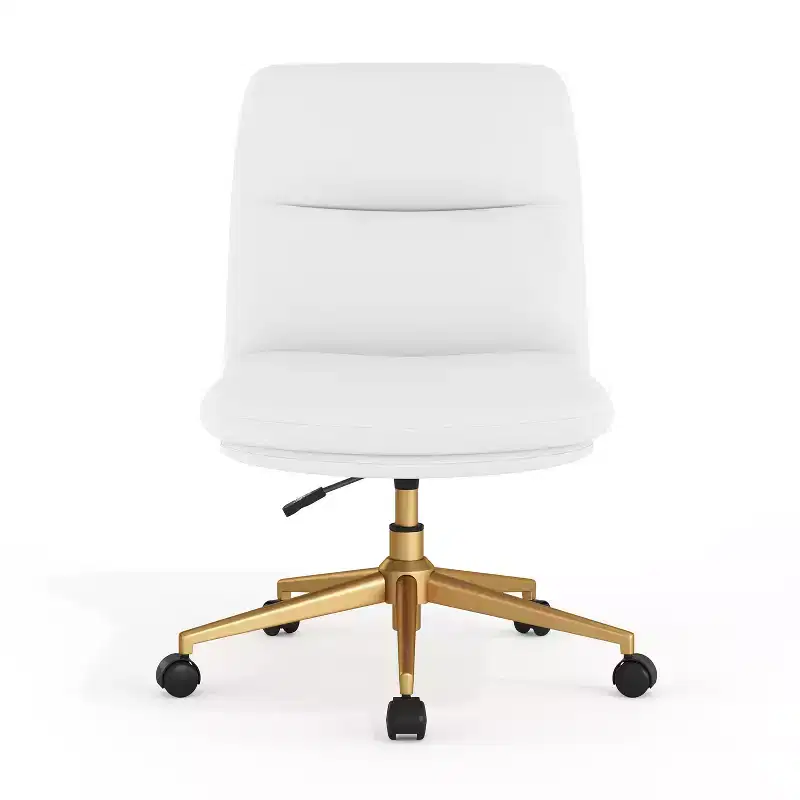 Emma and Oliver Mid-Back Armless Swivel Office Chair with Wheels, Padded Upholstered Back/Seat, Adjustable Height, and Sturdy Frame