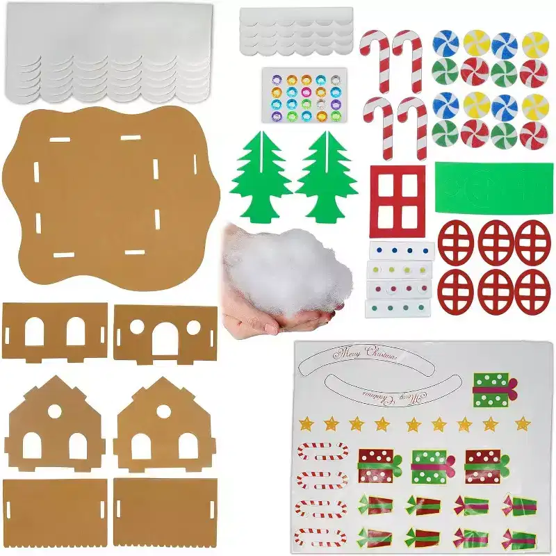 4E's Novelty Foam Gingerbread House Craft Kit (1 Pack) for Kids with Foam Stickers, Build & DIY Christmas Crafts for Kids & Toddlers