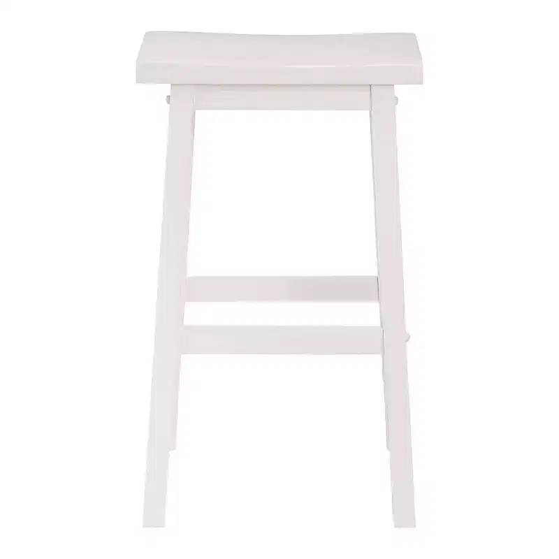 PJ Wood Classic 29 Inch Saddle Seat Kitchen Bar Counter Stool, White (10 Pack)