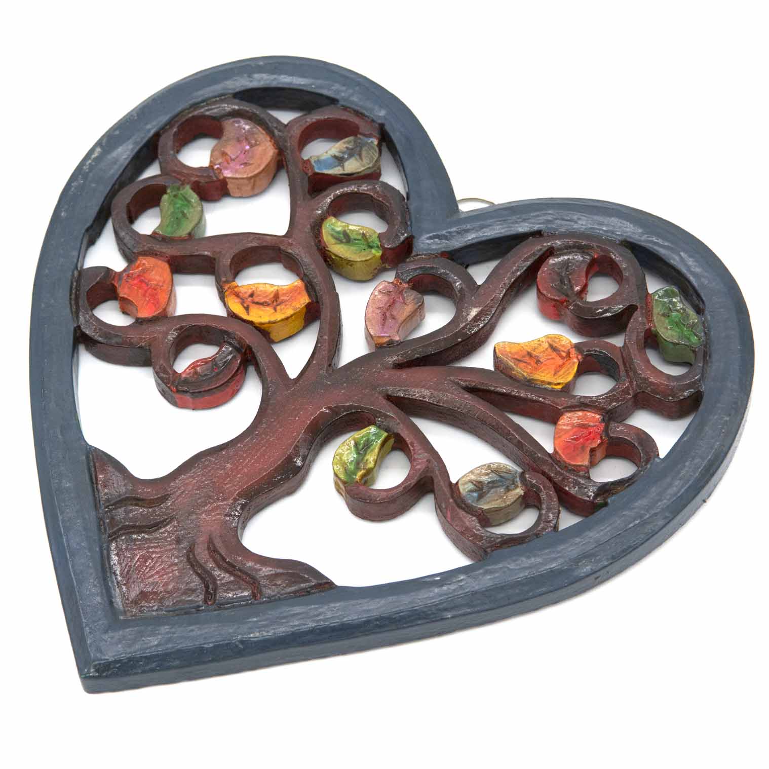 Tree of Life Heart Plaque with Autumn Leaves