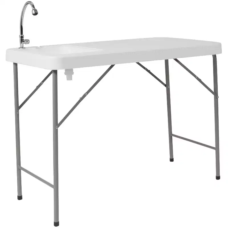 Emma and Oliver 4-Foot Portable Fish Cleaning Table / Outdoor Camping Table and Sink