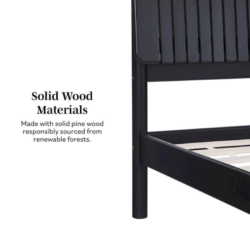 Slatted Headboard Modern King Platform Bed Frame - Wood Slat Support, No Box Spring Needed