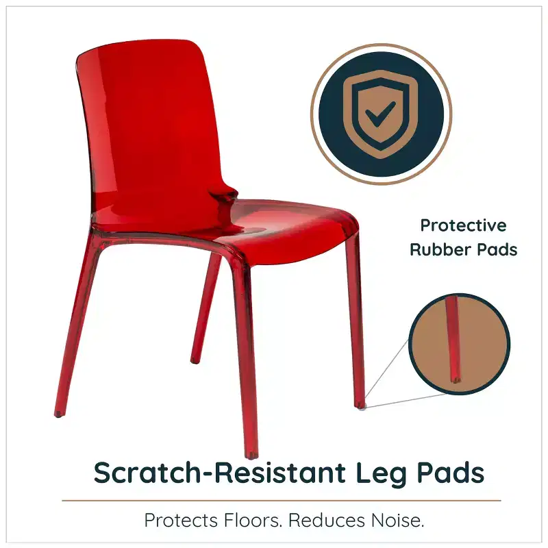 LeisureMod Murray Mid-Century Modern Dining Chair - Waterfall Edge Design Acrylic, Ergonomic and Stackable, Set of 4