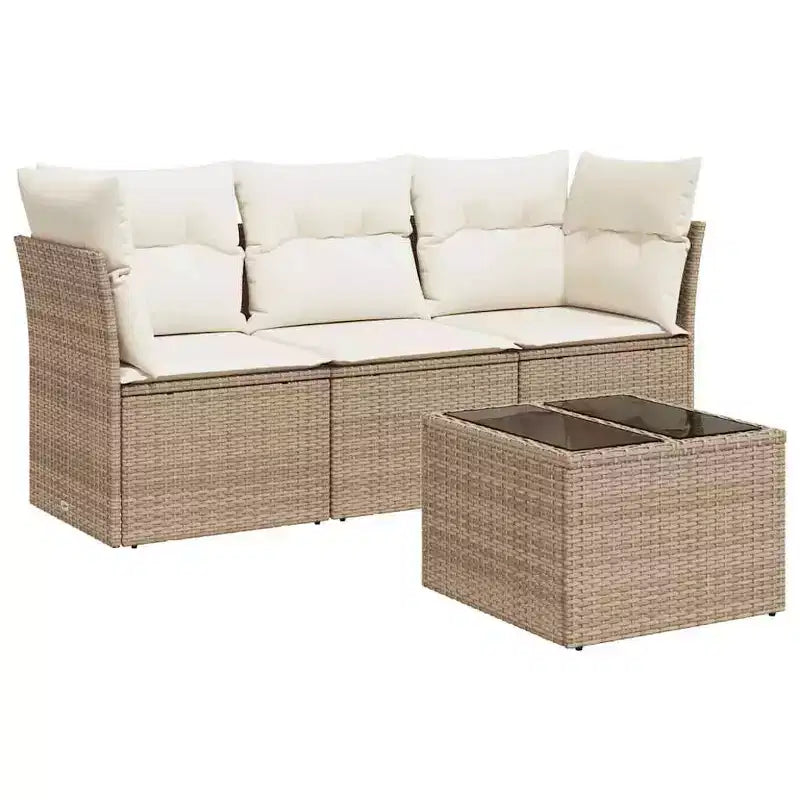 vidaXL 3 Piece Patio Sofa Set with Cushions Poly Rattan