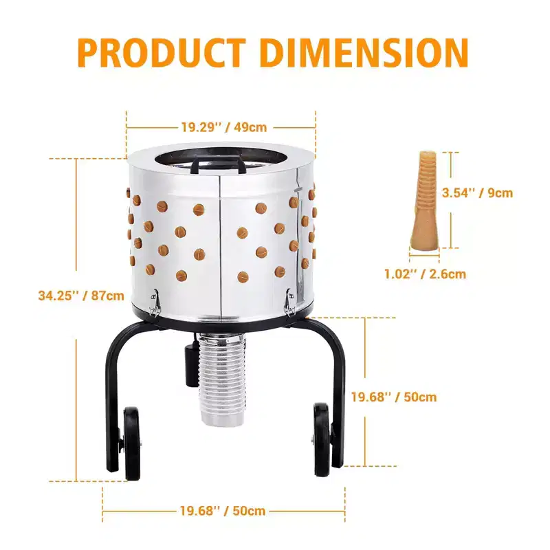 Chicken Plucker Machine, Stainless Steel Poultry Plucker with Rubber Fingers for Farms and Restaurants