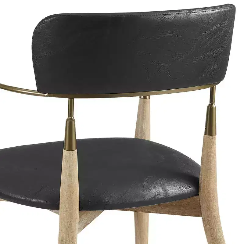 HOMLUX Set of 2 Upholstered Accent Dining Chairs Arm Rest Curved Backrest