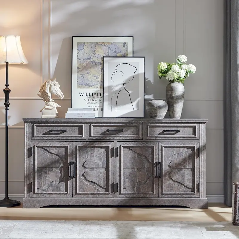 Farmhouse Buffet Sideboard Cabinet,Coffee Bar Wine Bar for Dining Room - N/A