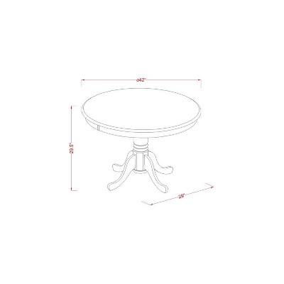 HomeStock 5-Piece Round Linen White Finish Solid Wood Top Dining table with 4 Chairs with Slat Back
