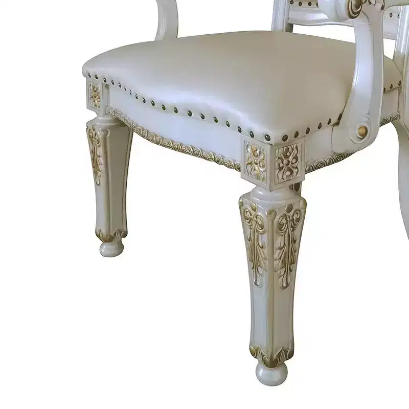 24" Vendome Accent Chair Synthetic Leather/Antique Pearl Finish - Acme Furniture