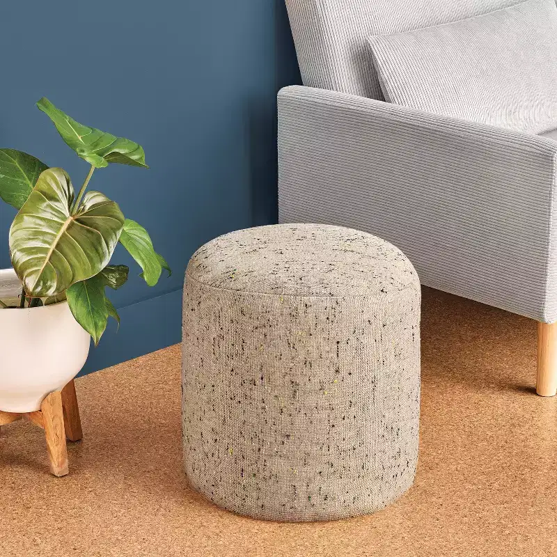 Speckled Pouf Ottoman, Beige