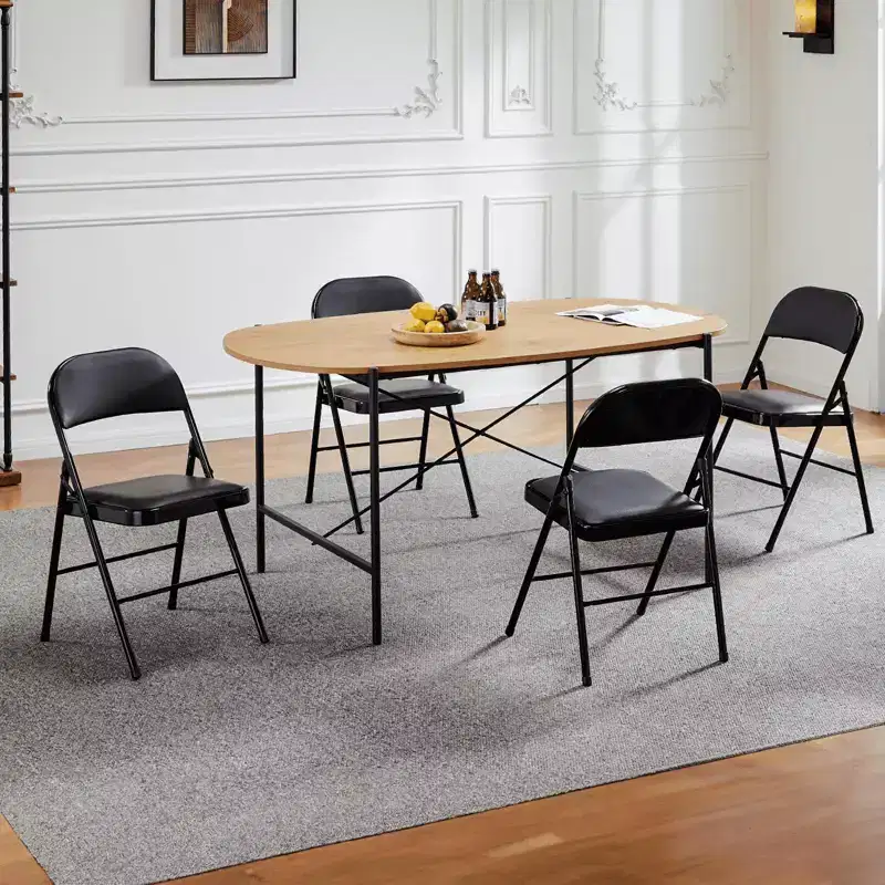 MAYEERTY Leather Folding Chair 2 Pcs for Home Office Party - Portable & Comfortable
