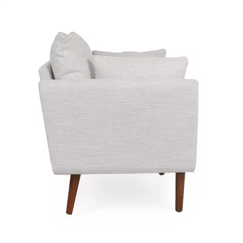 Christopher Knight Home Gould Upholstered Club Chair with Accent Pillows Beige/Walnut