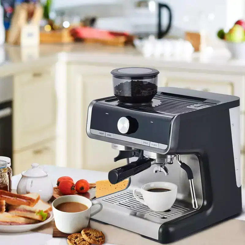 Espresso Machine with Grinder, 20 Bar Pump Semi-Automatic - 2.8L Tank, Milk Frother, 30 Grinder Settings (Home/Office, Dark)