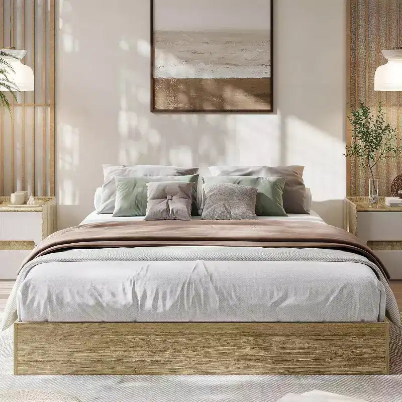 Wood Platform Bed Frame Classic with Wooden Slats,No Box Spring Needed, No Headboard,Easy Assembly