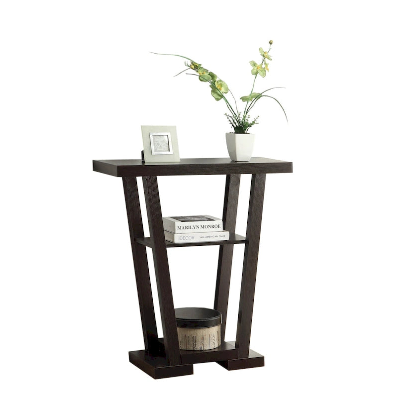 V-Shaped Console Table with Shelves