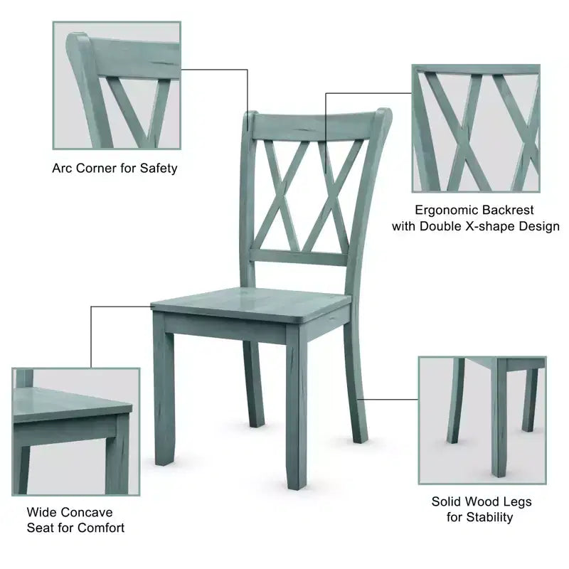 Costway 5 PCS Dining Set Modern Rectangle Table & 4 Rubber Wood Chairs Kitchen Breakfast