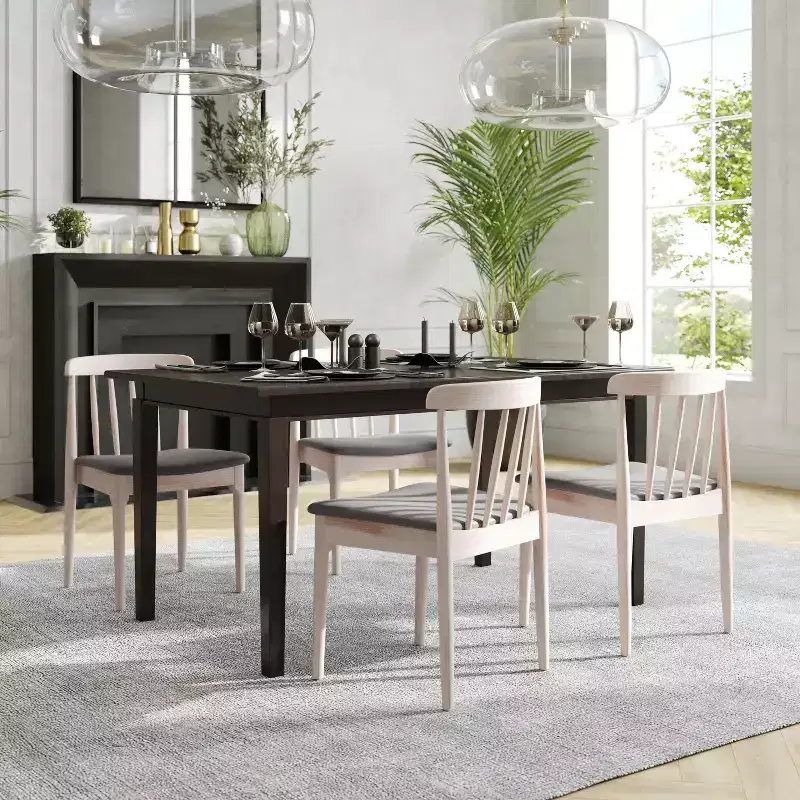 Flash Furniture Chester Commercial Grade Solid Wood Dining Chair with Slatted Backrest and Vinyl Seat