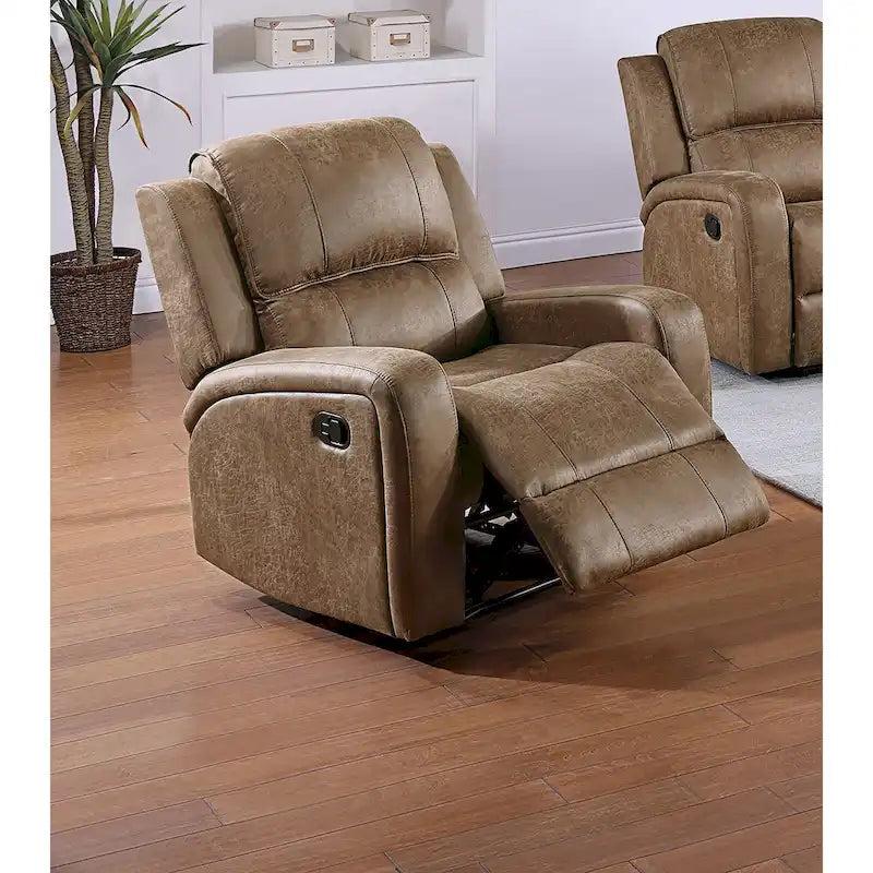 Single Recliner Chair with Square Arms and Horizontal Tufting