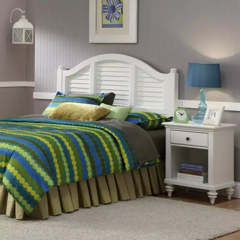 Home Styles Home Bermuda Nightstand White/Espresso: Mahogany Frame, Brass Hardware, Storage Shelf