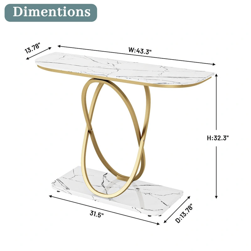 43.3 Inches Console Table with Geometric Base Modern Sofa Table for Entryway Living Room