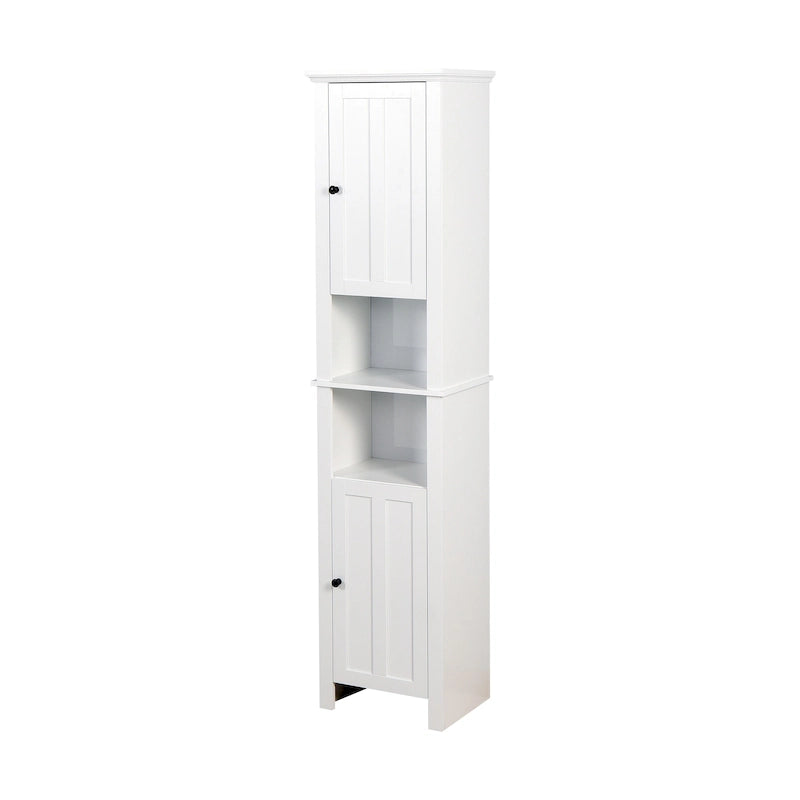 Bathroom Floor Storage Cabinet with 2 Doors and 6 Shelves Freestanding Tall Narrow Wood Cabinet