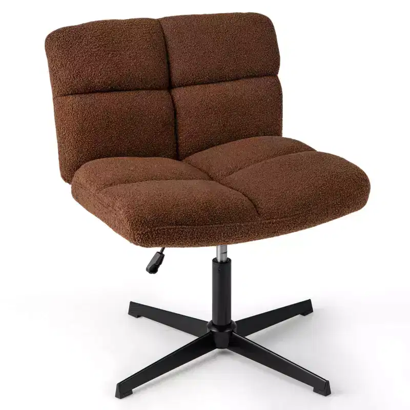 Costway Armless Office Desk Chair Modern Swivel Vanity Chair with Adjustable Height Grey/Brown/Beige